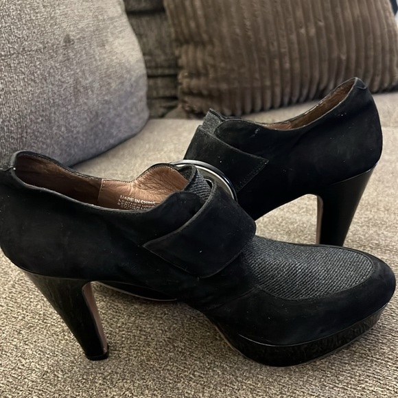 PACO GIL BLACK SUEDE, PATENT, TEXTILE BOOTIE SHOES SIZE 8 - Picture 12 of 13